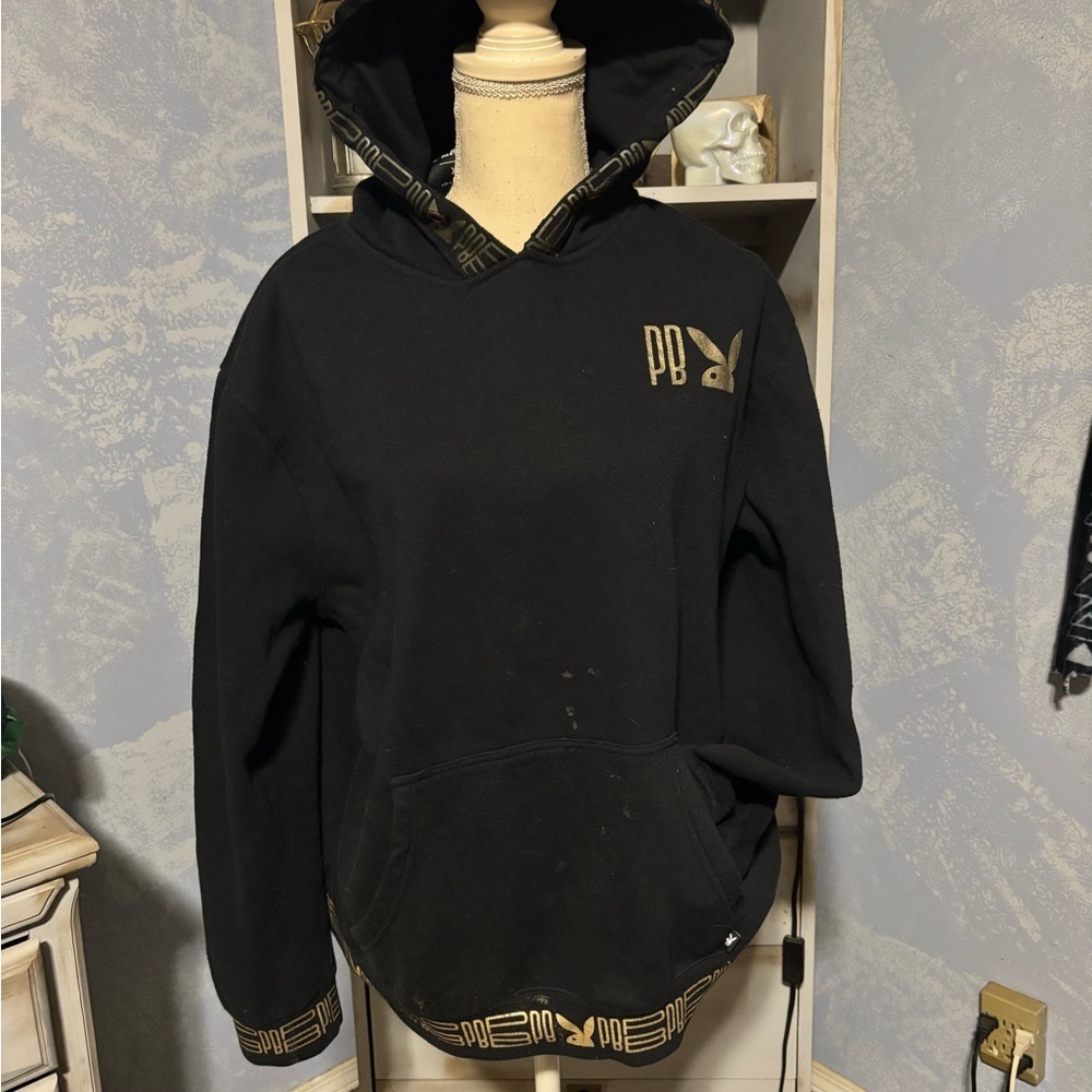 Men’s Playboy Pursue Your Dream Black Gold Logo Hoodie XL Streetwear - Picture 3 of 12